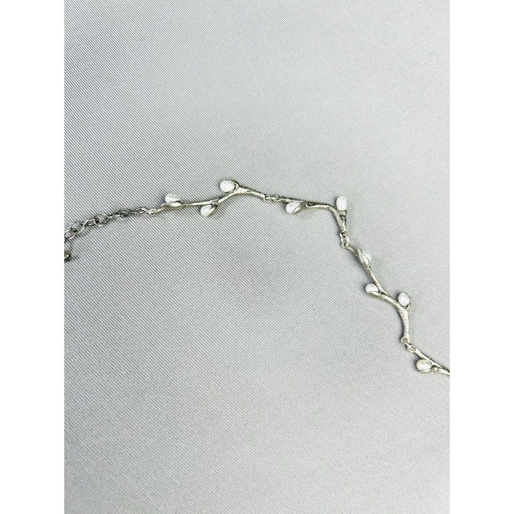 Silver Pussywillow Branch Style Pearl Necklace - Picture 5 of 9
